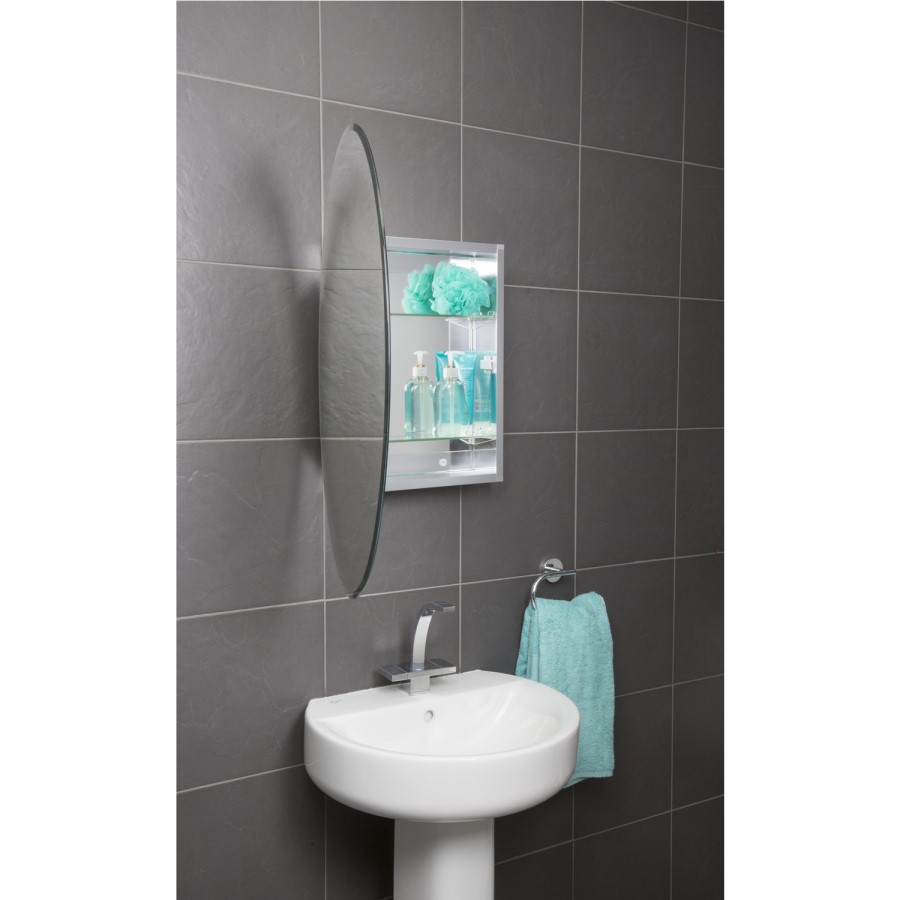 GRADE A1 - Croydex Orwell Aluminium Single Door Oval Cabinet