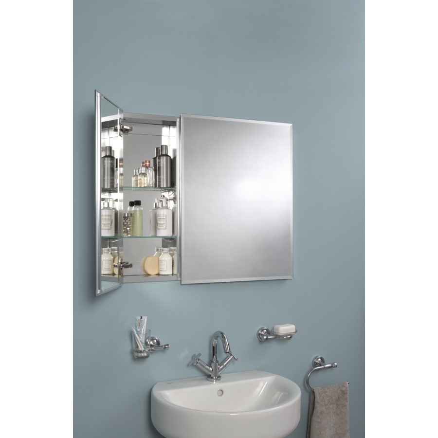GRADE A1 - Chrome Mirrored Wall Bathroom Cabinet 765 x 660mm - Croydex