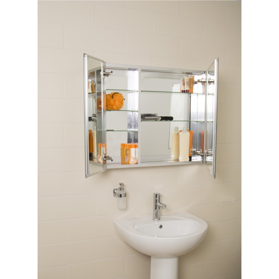 Croydex Chrome 2 Door Mirrored Bathroom Cabinet 765 x 660mm