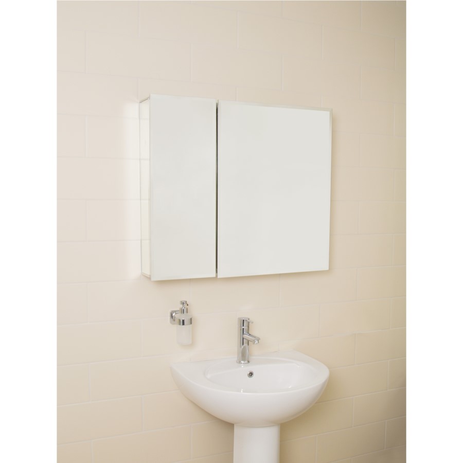 Croydex Chrome 2 Door Mirrored Bathroom Cabinet 765 x 660mm