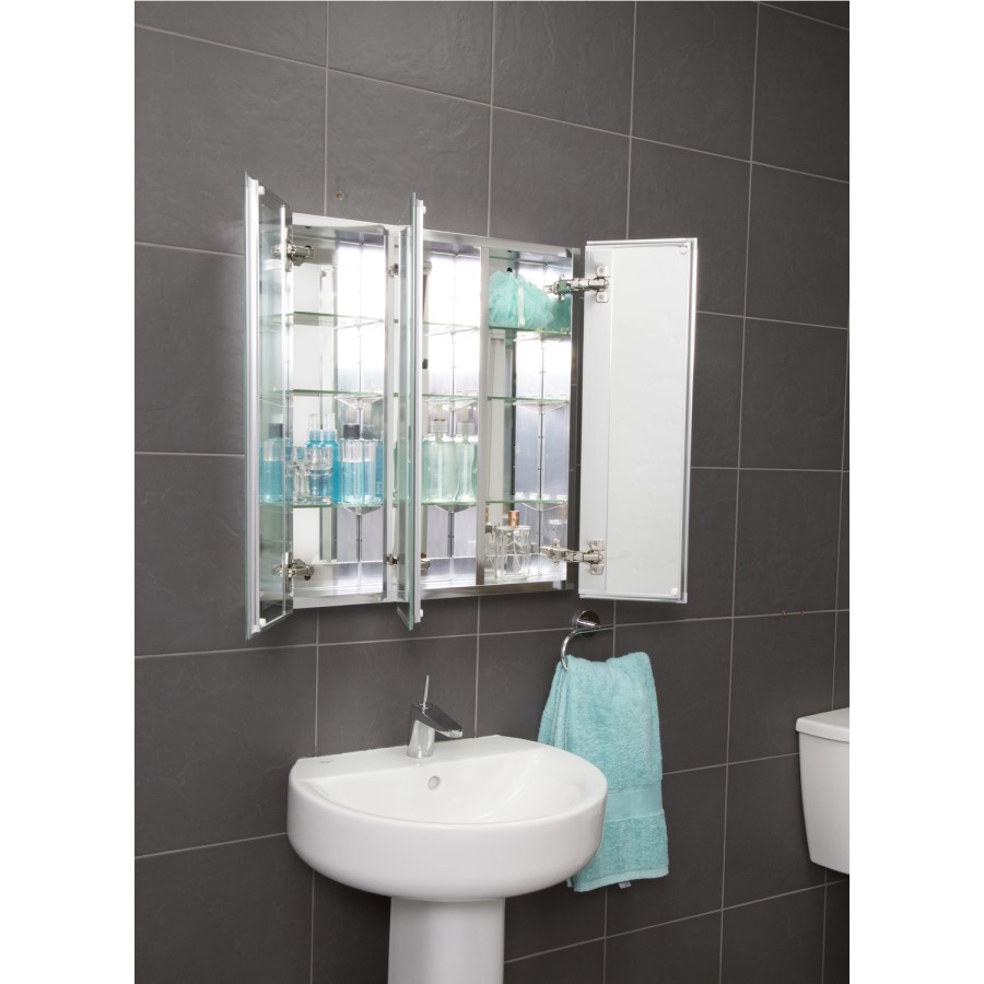 Chrome Mirrored Wall Bathroom Cabinet 610 x 660mm - Croydex