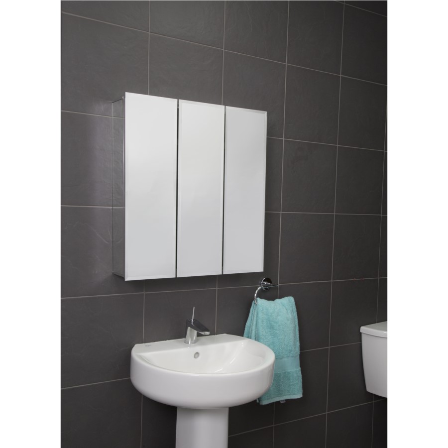 Chrome Mirrored Wall Bathroom Cabinet 610 x 660mm - Croydex
