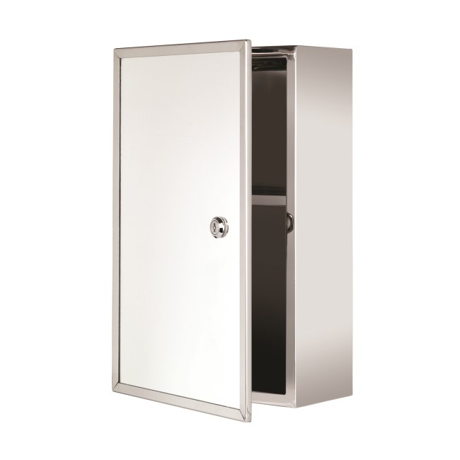 Steel Mirrored Bathroom Wall Cabinet Lockable 250 x 400mm - Croydex