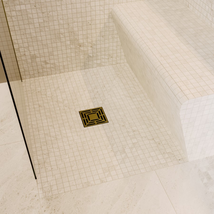 Brushed Brass Grate Waste Cover 115x115mm -Lagoon