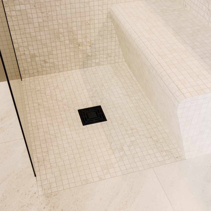 Matt Black Grate Waste Cover 115x115mm -Lagoon