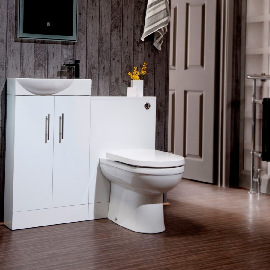 White Slimline WC Toilet Unit - Without Toilet - W490 x H780mm