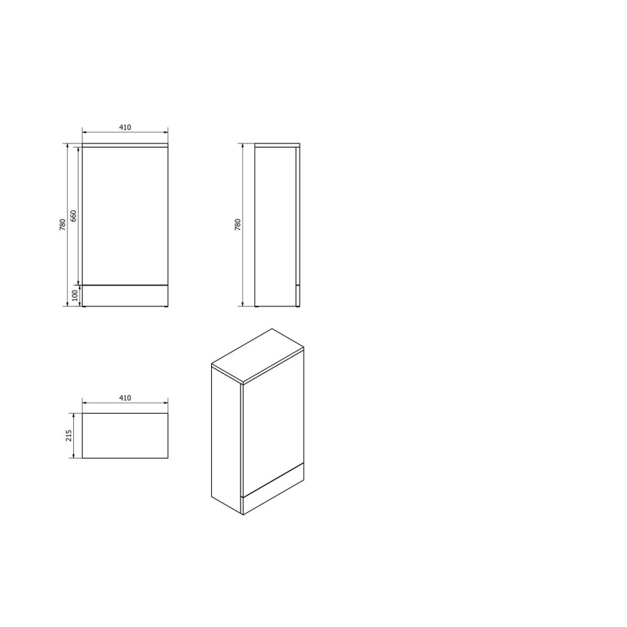 Walnut WC Toilet Unit - Without Toilet - W410 x D780mm