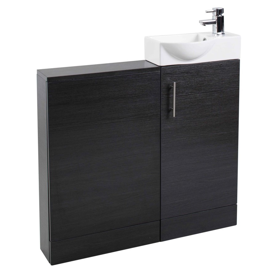 Black Slimline WC Toilet Unit - Without Toilet - W490 x H780mm