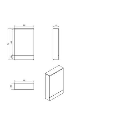 Oak Slimline WC Toilet Unit - Without Toilet - W490 x H780mm