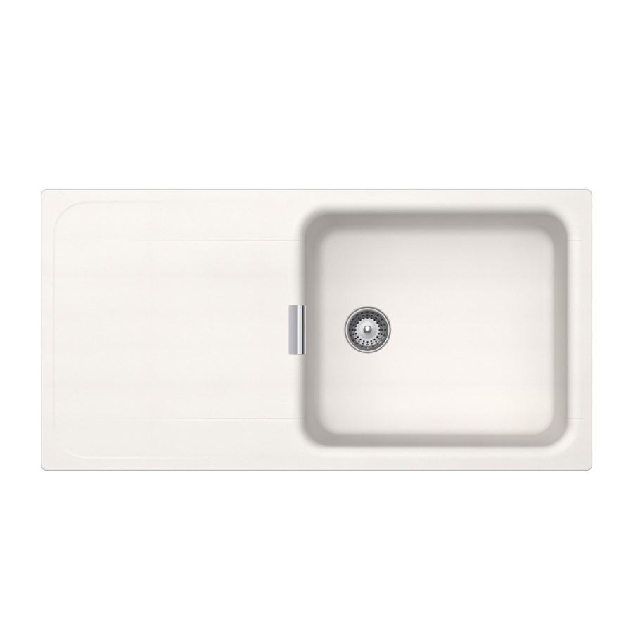 Single Bowl Inset White Granite Kitchen Sink with Reversible Drainer - Rangemaster Schock Wembley D-100L