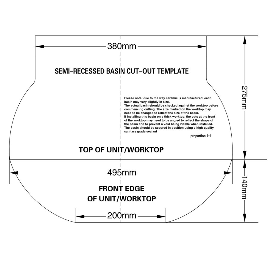 Anise Semi Recessed Sink - 1 Tap Hole