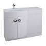 Curved White Left Hand Bathroom Vanity Unit & Glass Basin - Without Toilet
