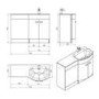 Curved White Left Hand Bathroom Vanity Unit & Glass Basin - Without Toilet