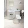 Curved White Left Hand Bathroom Vanity Unit & Glass Basin - Without Toilet