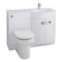 Curved White Right Hand Bathroom Vanity Unit & Glass Basin - Without Toilet