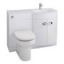 GRADE A1 - Curved White Right Hand Bathroom Vanity Unit & Glass Basin - Without Toilet
