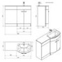 Curved White Right Hand Bathroom Vanity Unit & Glass Basin - Without Toilet