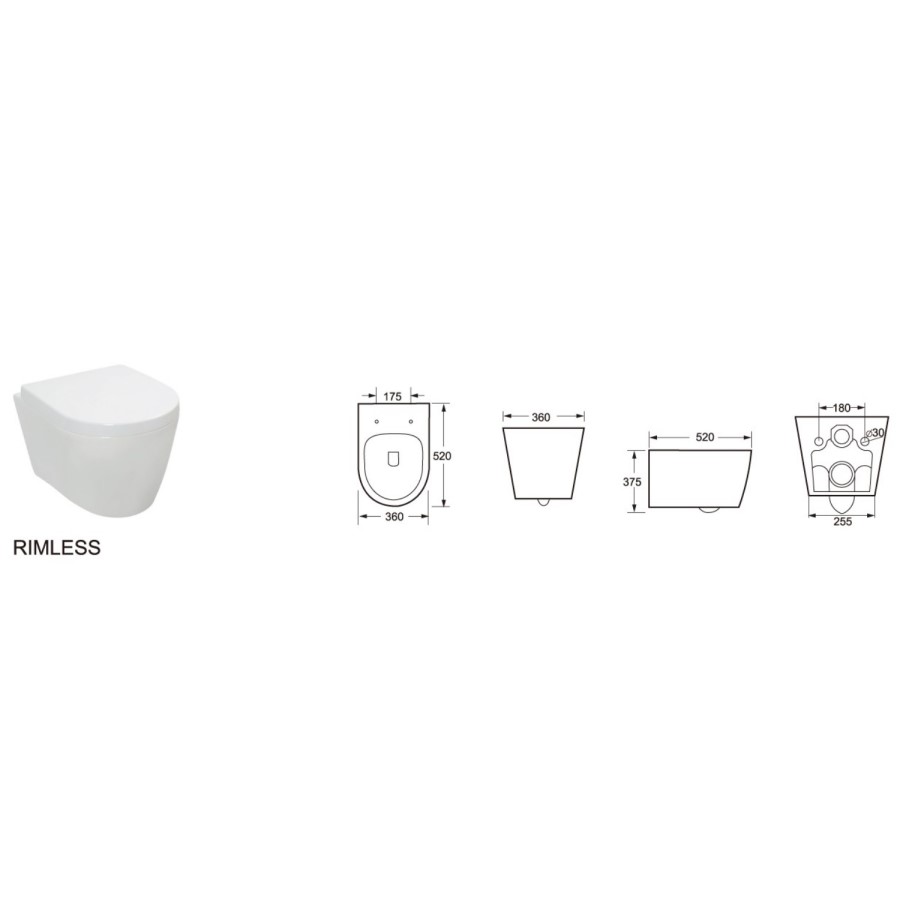 Wall Hung Toilet with Soft Close Seat - Paris