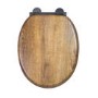 GRADE A1 - Croydex Ontario Anti-Bacterial Toilet Seat with Soft-Close Hinge - Teak Finish