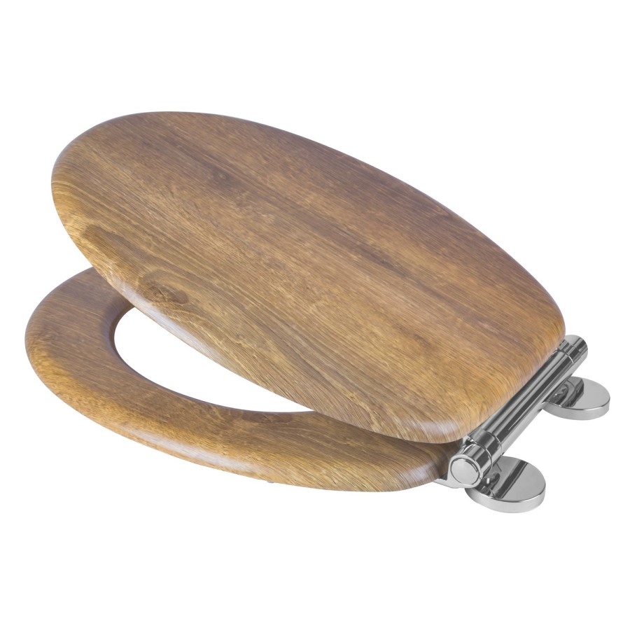 Croydex Ontario Anti-Bacterial Wooden Soft Close Toilet Seat with Quick Release