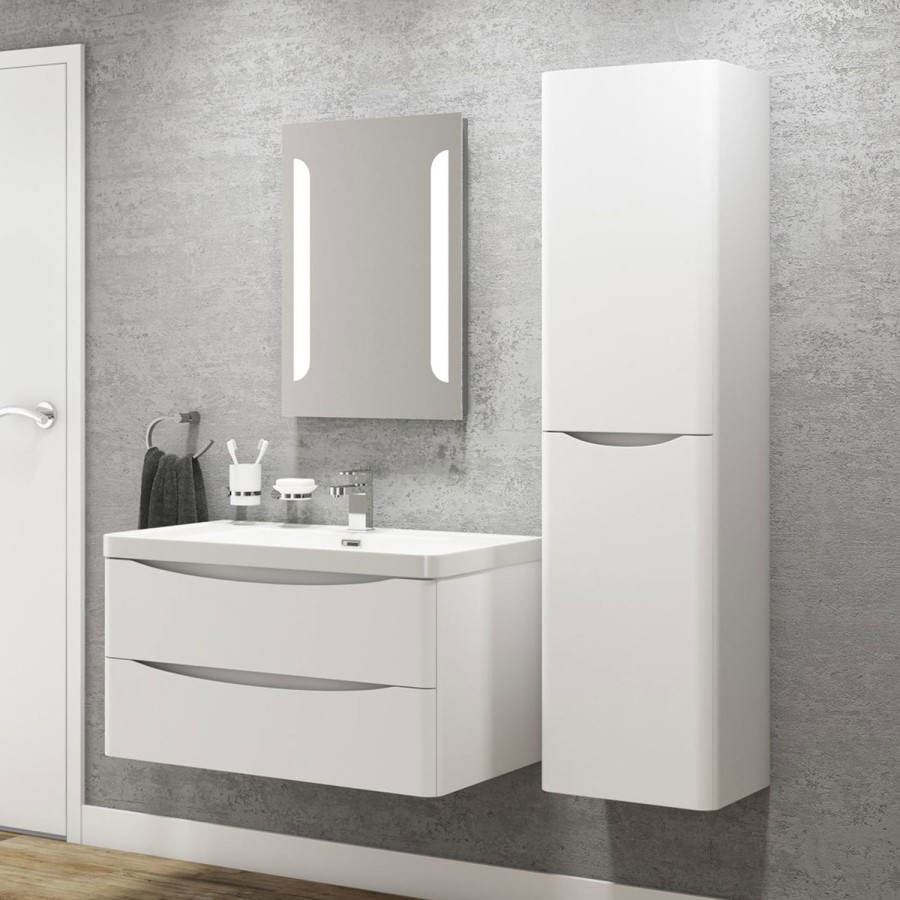 GRADE A2 - White Wall Hung Bathroom Vanity Unit & Basin - 600mm Wide - Oakland