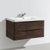 Walnut Wall Hung Bathroom Vanity Unit &amp; Basin - 900mm Wide - Oakland