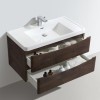 Walnut Wall Hung Bathroom Vanity Unit &amp; Basin - 900mm Wide - Oakland