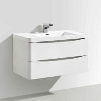 White Wall Hung Bathroom Vanity Unit & Basin - W900 x D480mm - Oakland White Wall Hung Bathroom Vanity Unit & Basin - W900 x D480mm - Oakland