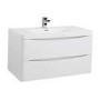 White Wall Hung Bathroom Vanity Unit & Basin - W900 x D480mm - Oakland