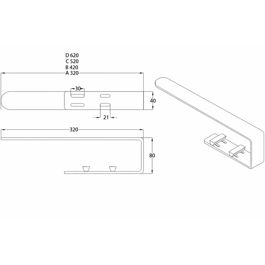 Black Designer Wall-Mounted Towel Holder for Steel & Electric Radiators - 520mm