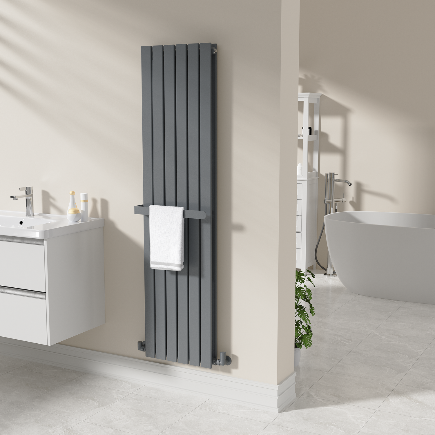 Avero Anthracite Designer Wall-Mounted Towel Holder For Steel & Electric Radiators - 420Mm
