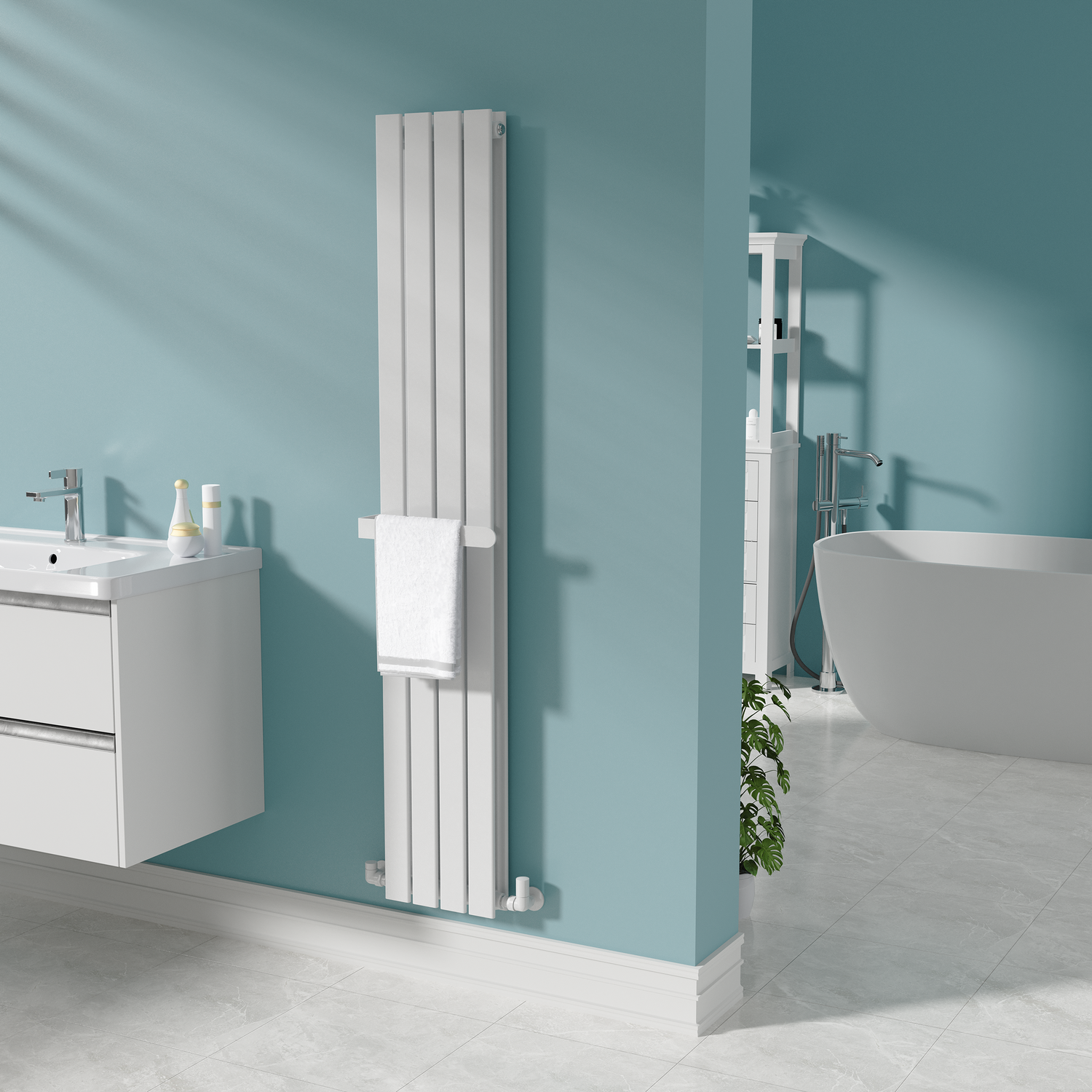 Avero White Designer Wall-Mounted Towel Holder For Steel & Electric Radiators - 320Mm