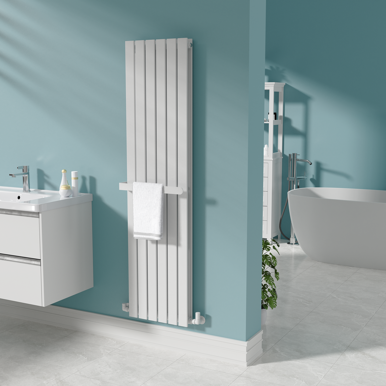 Avero White Designer Wall-Mounted Towel Holder For Steel & Electric Radiators - 420Mm