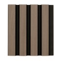 WPECGWB Waterproof Walnut & Black Slatted Wall Panel End Cap Grooved