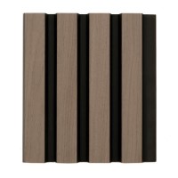 Waterproof Walnut & Black Slatted Wall Panel End Cap Grooved Waterproof Walnut & Black Slatted Wall Panel End Cap Grooved