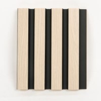 Waterproof Oak & Black Slatted Wall Panel End Cap Tonged Waterproof Oak & Black Slatted Wall Panel End Cap Tonged