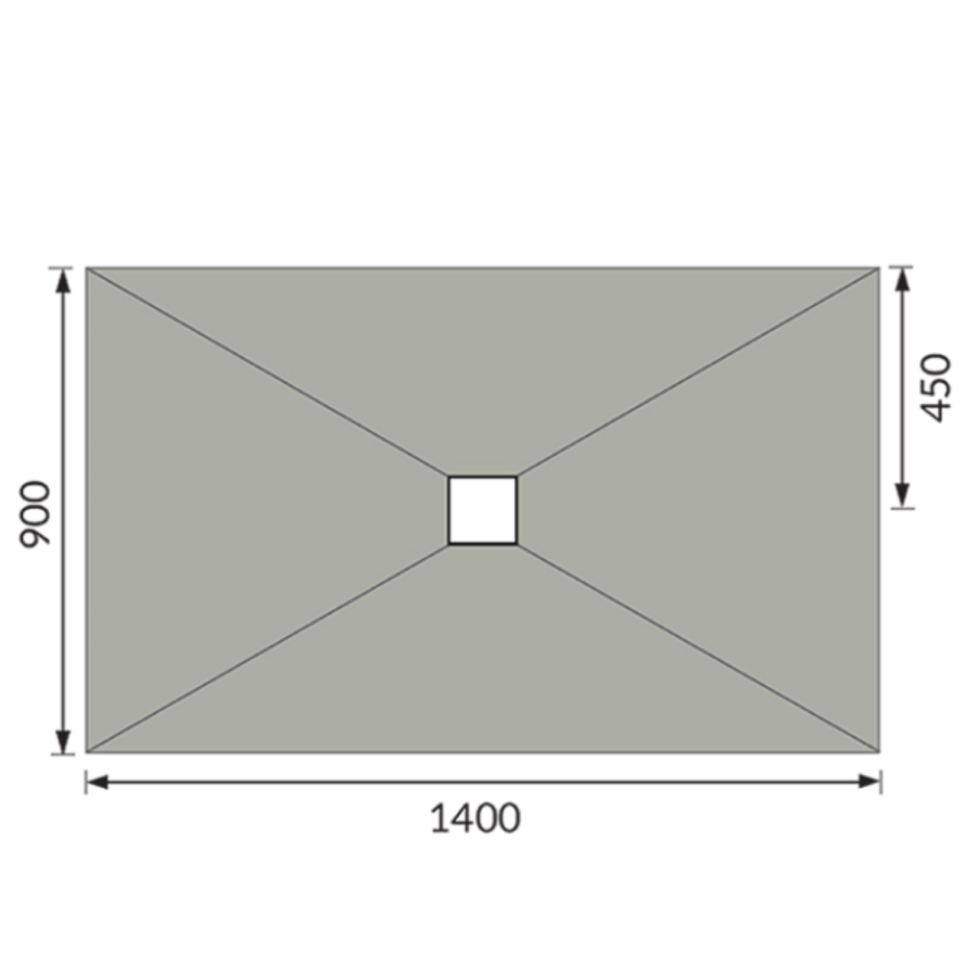 GRADE A1 - 1400x900mm Rectangular Level Acess Wet Room Shower Tray Former with Square Centre Drain - Live Your Colour