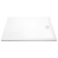 Claristone White Walk in Shower Tray with Drying Area & waste - 1600 x 800mm