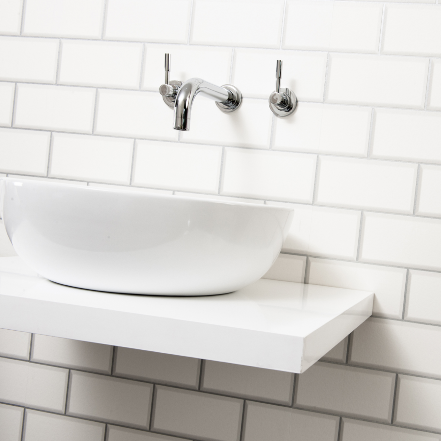 White Floating Wooden Shelf - W600mm