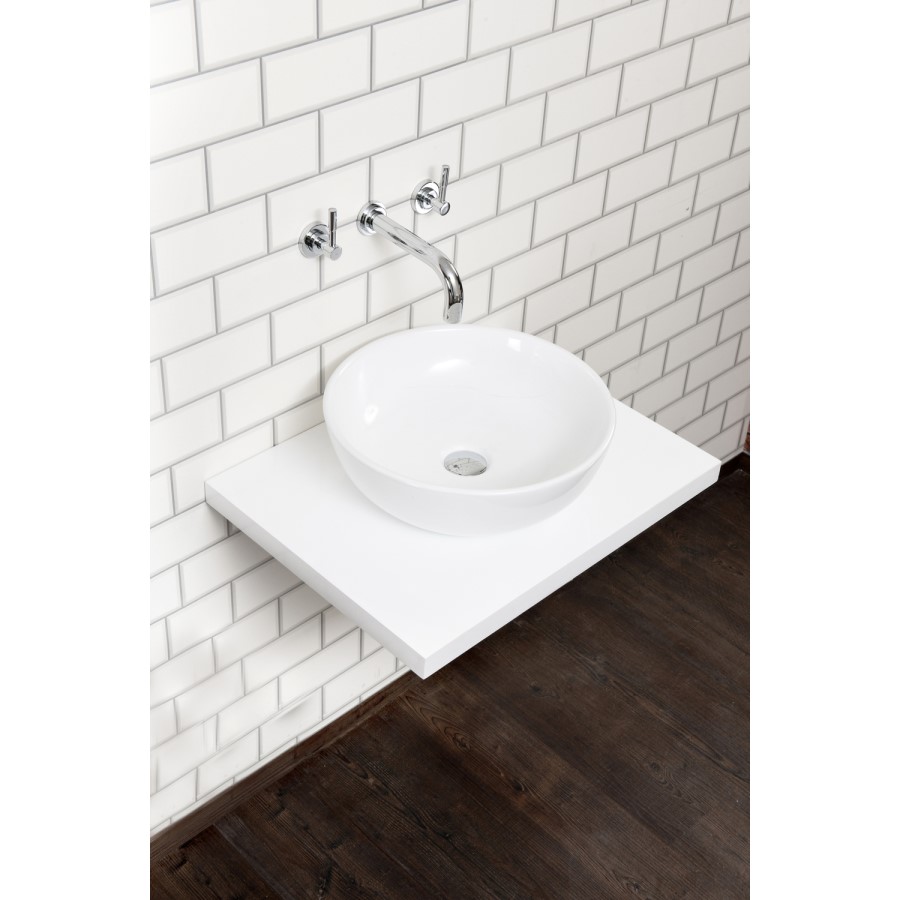 White Floating Wooden Shelf - W600mm