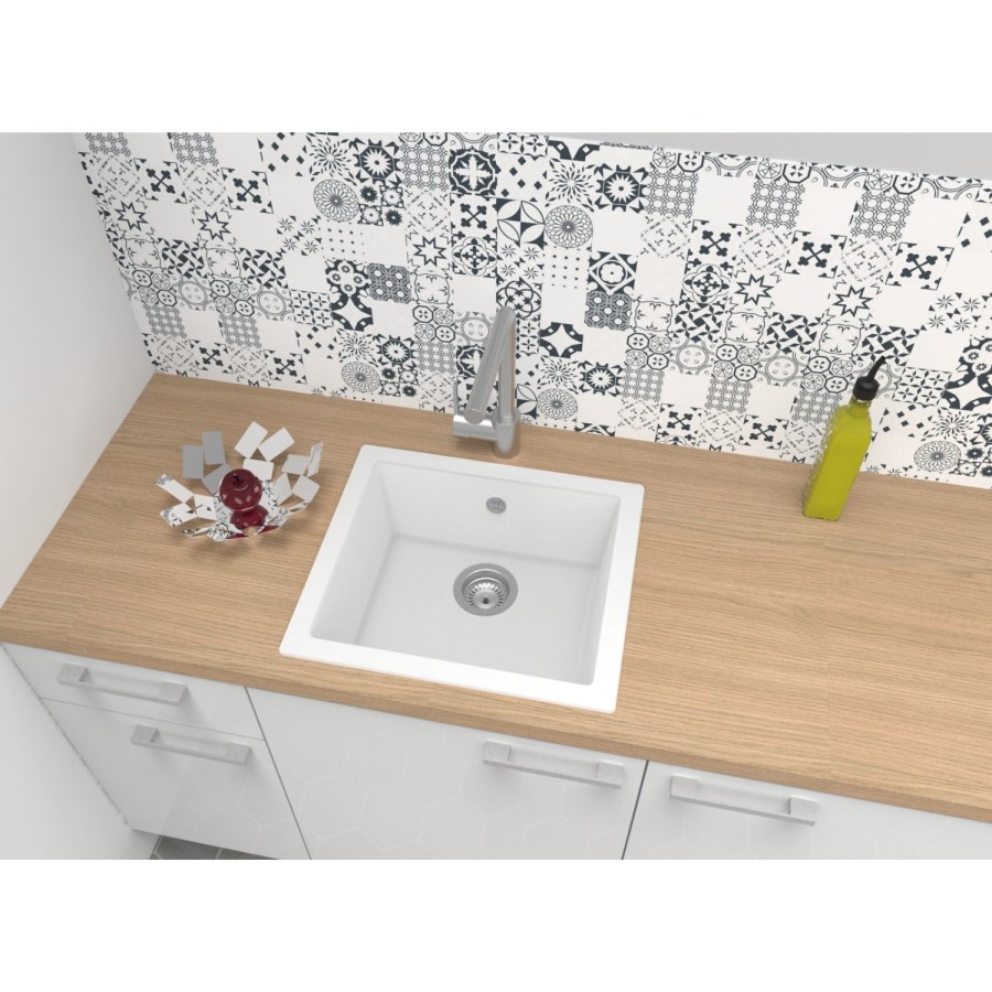 ONLY OPENED - RockLite Weston Single Bowl Inset / Undermount White Composite Kitchen Sink