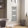 GRADE A1 - Satin Finish Silver Vertical Bathroom Towel Radiator 1200 x 500mm