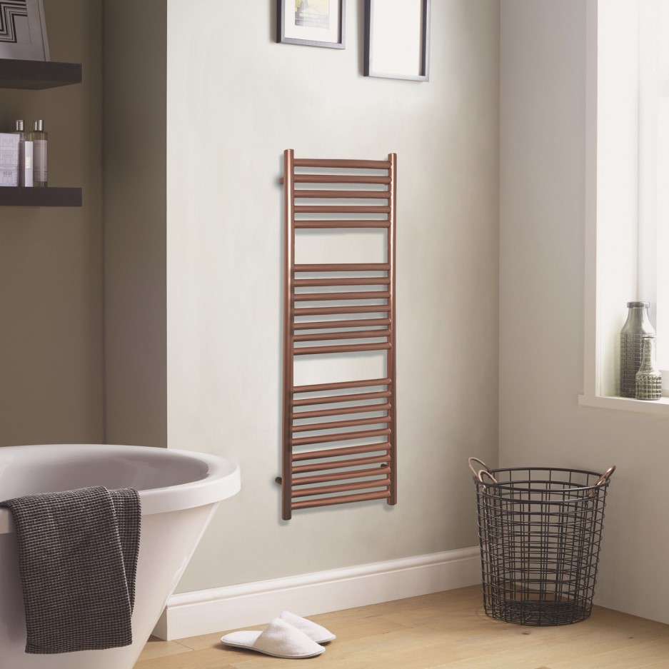 Satin Finish Rose Gold Vertical Bathroom Towel Radiator 800 x 500mm