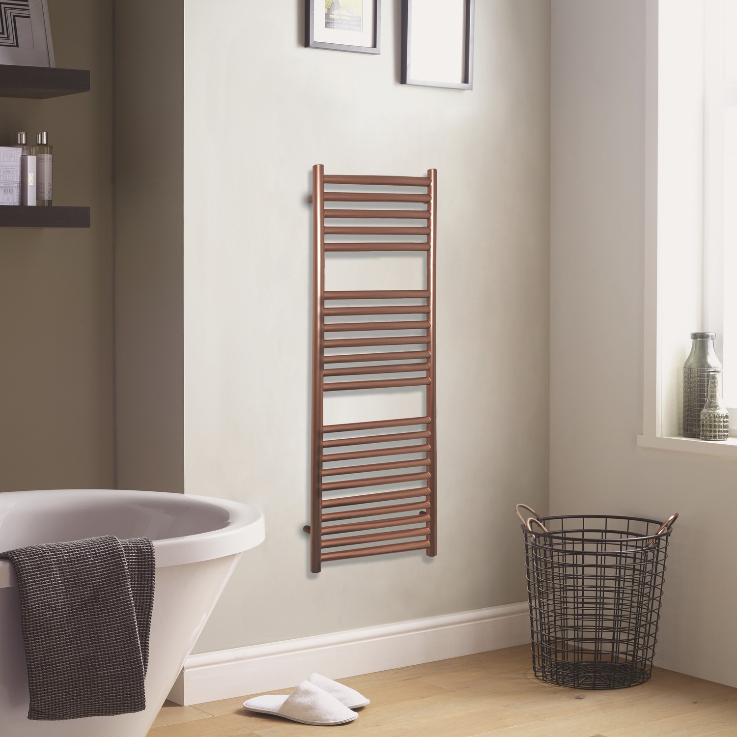 GRADE A1 - Rose Gold Heated Towel Rail Radiator 1200 x 500mm - Joanna ...