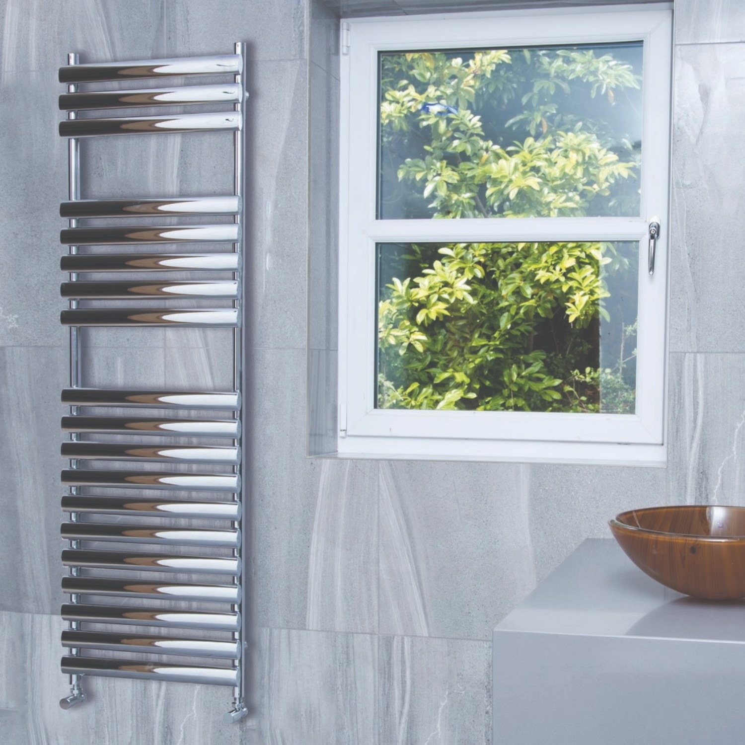 Restroom Radiator Towelrads Dorney Chrome Towel Radiator - 1200 x 500mm - Better Bathrooms