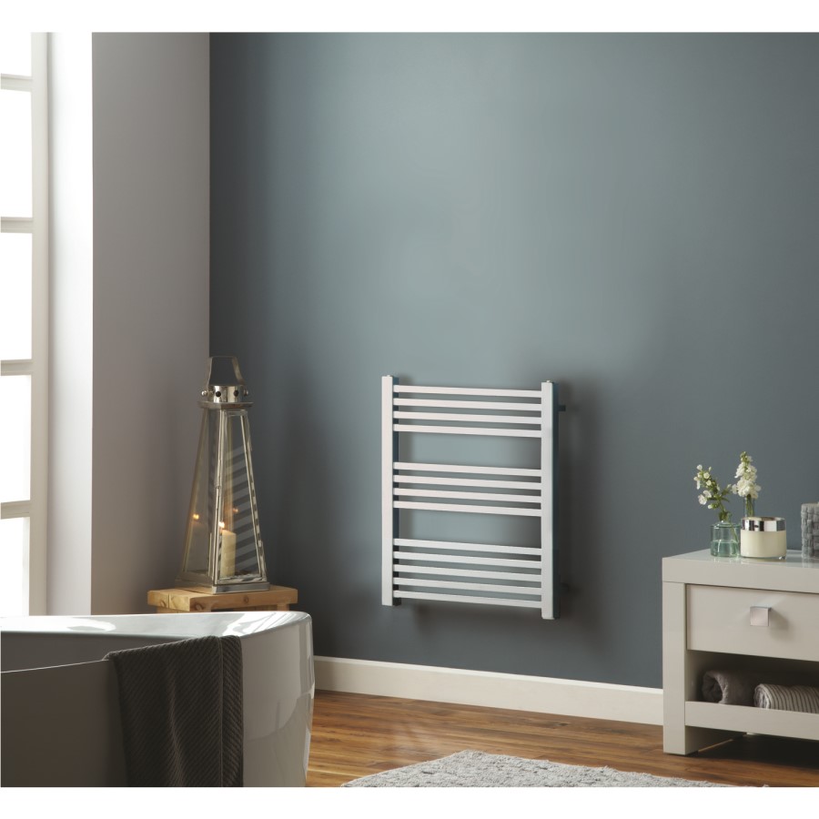 GRADE A1 - Chrome Towel Radiator with Square Rails 212W - 800 x 450mm - Electric