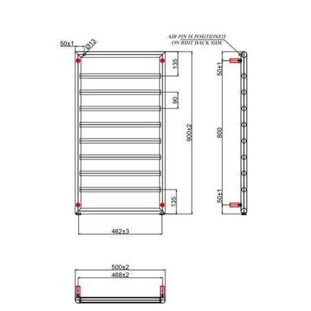 Chrome Vertical Bathroom Towel Radiator 900 x 500mm