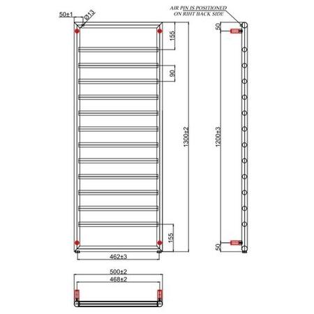 Strand Chrome Heated Towel Rail - 1300 x 500mm