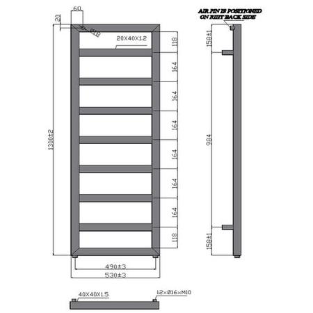 Kensington Chrome Heated Towel Rail - 1300 x 530mm