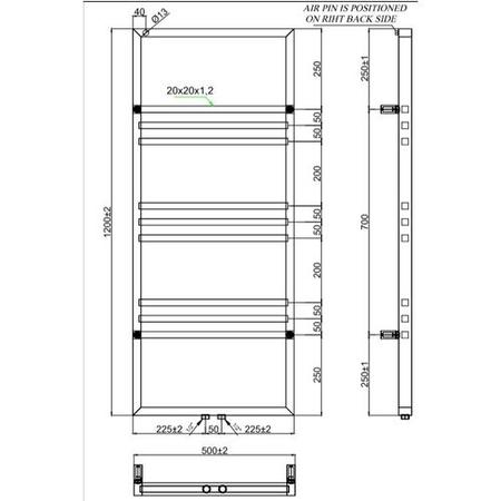 GRADE A1 - Boxford Chrome Heated Towel Rail - 1200 x 500mm